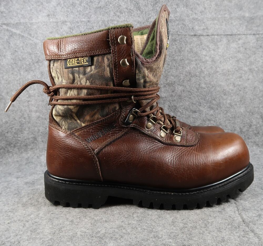 Wolverine Shoes Men 9.5 Boots Hunter Leather Camo Insulated Wide Width GTX Sport